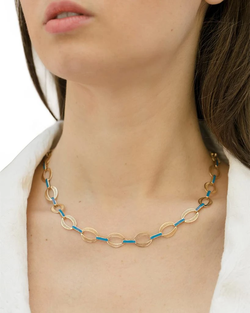 L'ATELIER NAWBAR Yellow Gold Full Chunky Chain Necklace with Blue Enamel 2