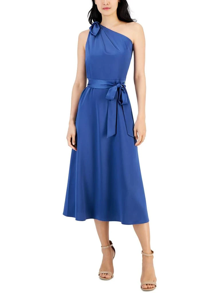 Anne Klein Womens Satin Midi Fit & Flare Dress 1