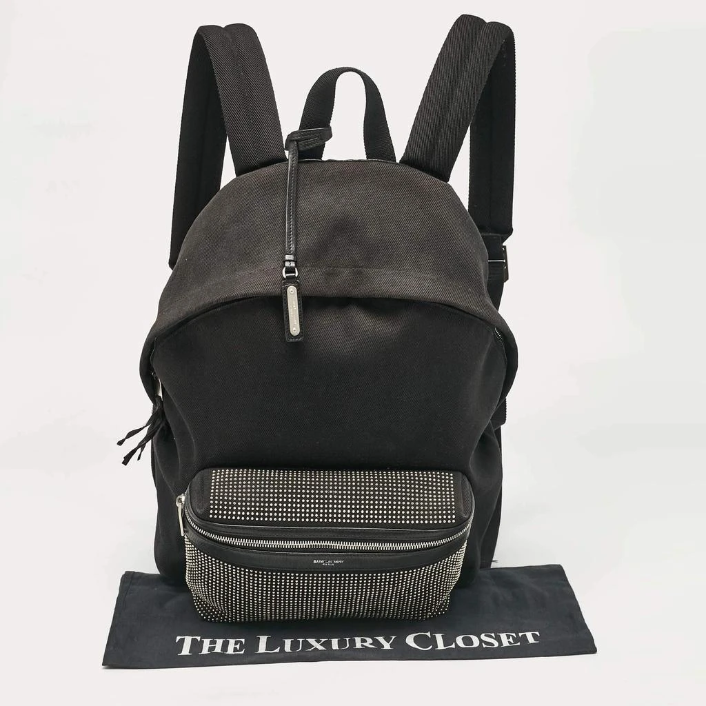Yves Saint Laurent Saint Laurent Black Canvas and Leather City Studded Backpack 15