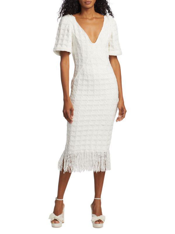 Frederick Anderson Rebirth Windowpane Tweed Midi Dress