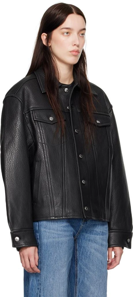 Alexander Wang Black Lambskin Trucker Leather Jacket 2