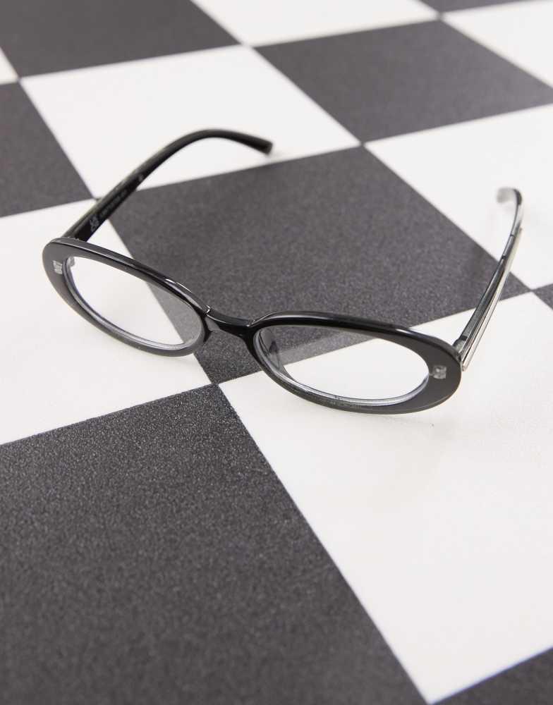 Reclaimed Vintage Reclaimed Vintage oval blue light glasses in black