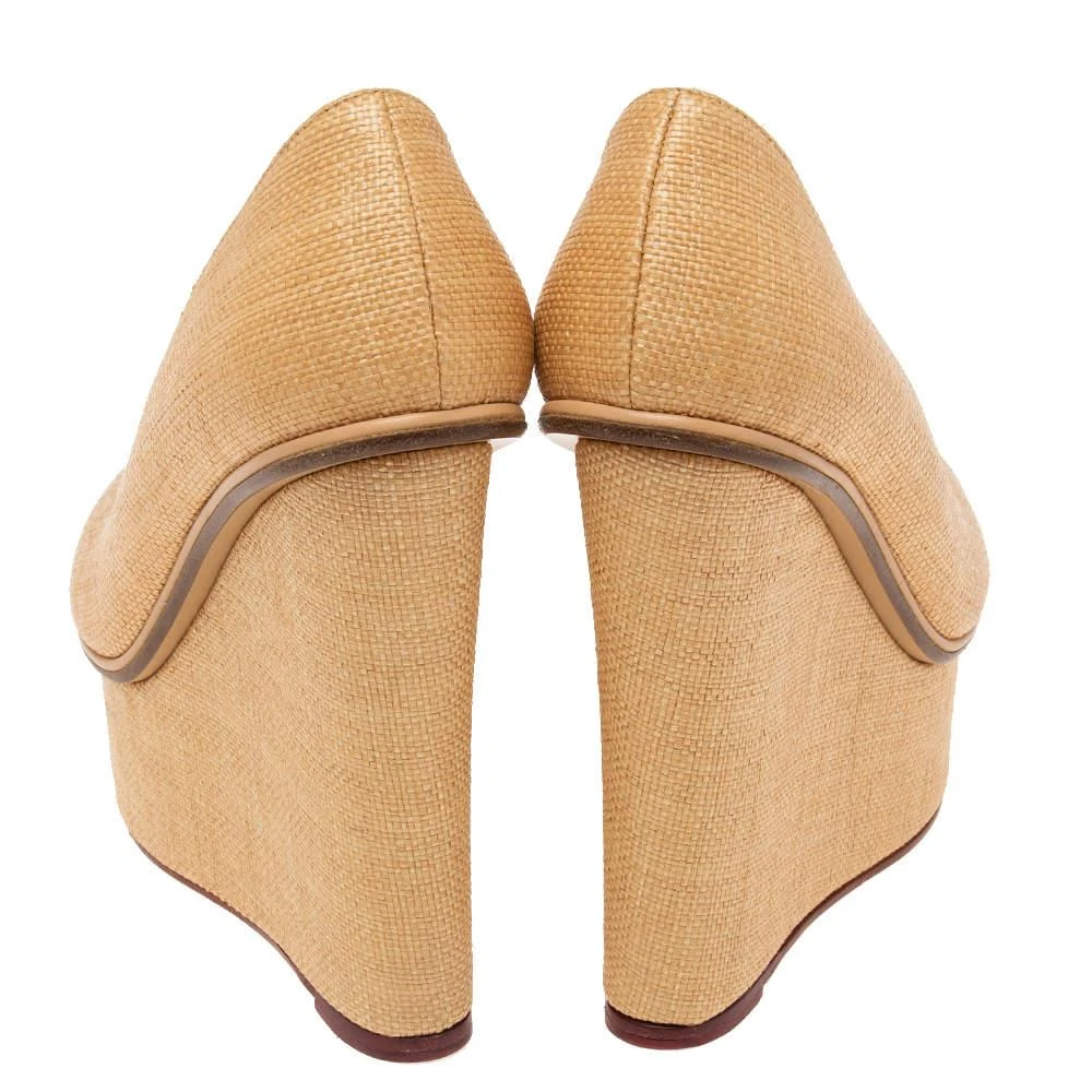 Charlotte Olympia Charlotte Olympia Cream Yellow Raffia Carmen Wedge Platform Pumps Size 37 5