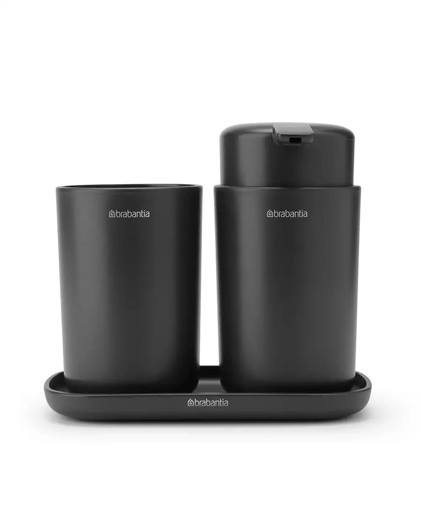 Brabantia Renew Bathroom Accessory Set of 3 - Soap Dispenser, Toothbrush Holder and Tray 1