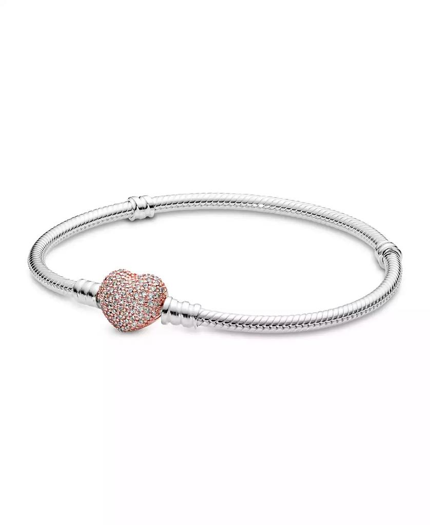 Pandora Moments Cubic Zirconia Pave Heart Clasp Snake Chain Bracelet Mixed 8 inches JEWELRY Free Shipping BeyondStyle