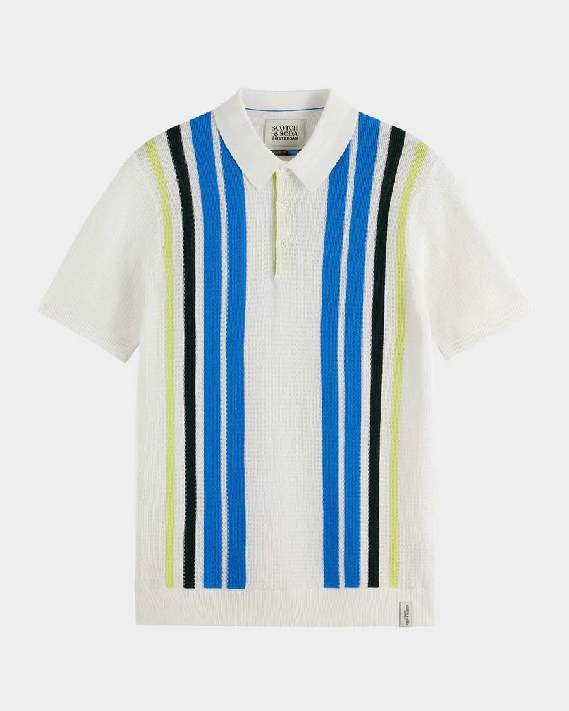 Scotch & Soda Men's Structured Knit Striped Polo Shirt 1