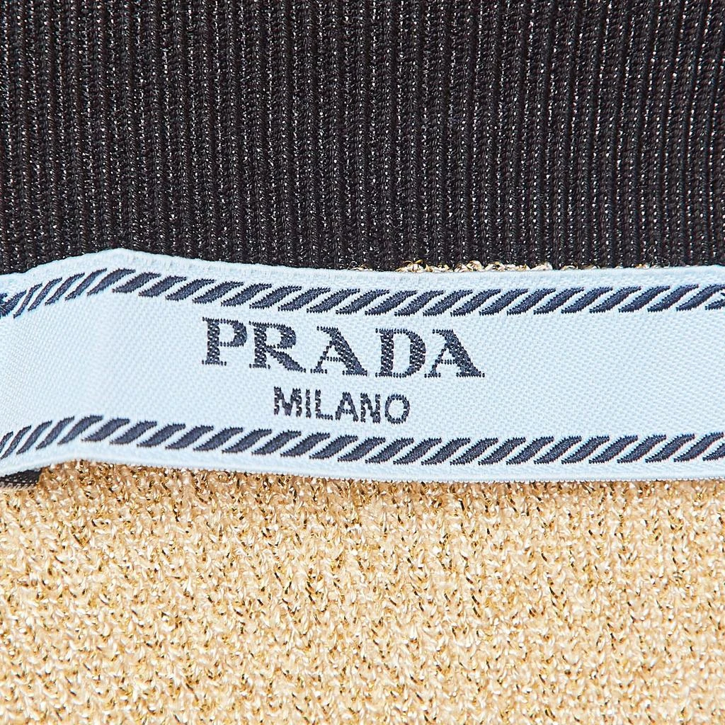 Prada Prada Gold Logo Intarsia Lamé Knit Crop Top and Skirt Set M 4