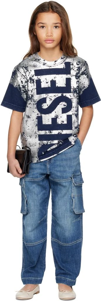 Diesel Kids Blue D-Dave-Cargo-J Denim Cargo Pants 4
