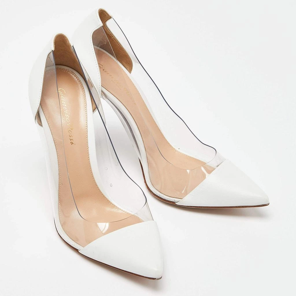 Gianvito Rossi Gianvito Rossi White Leather and PVC Plexi Pointed Toe Pumps Size 38 4