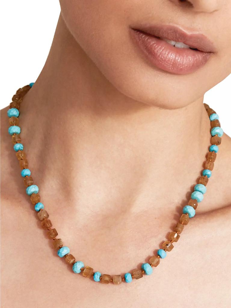 Chan Luu 18K Gold-Plated, Turquoise & Yellow Apatite Toggle Necklace