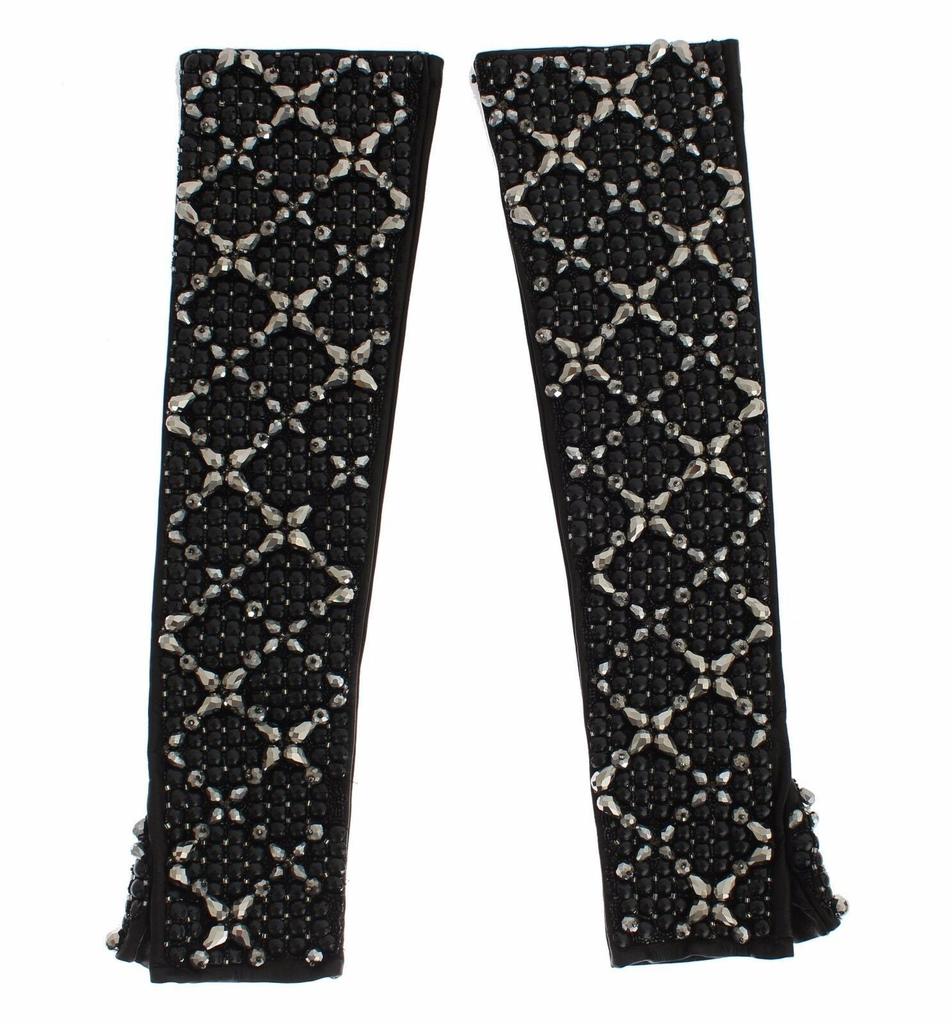 Dolce & Gabbana Elegant Crystal Beaded Leather Women's Gloves