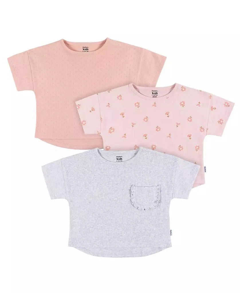 Gerber Toddler Girls Short Sleeve T-Shirts, 3 Pack 1