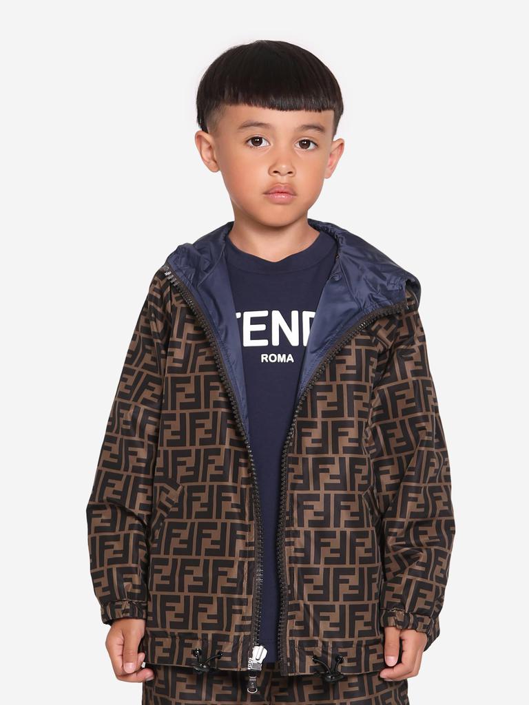 Fendi Kids Reversible K-Way Jacket in Blue – On Sale Now with Up