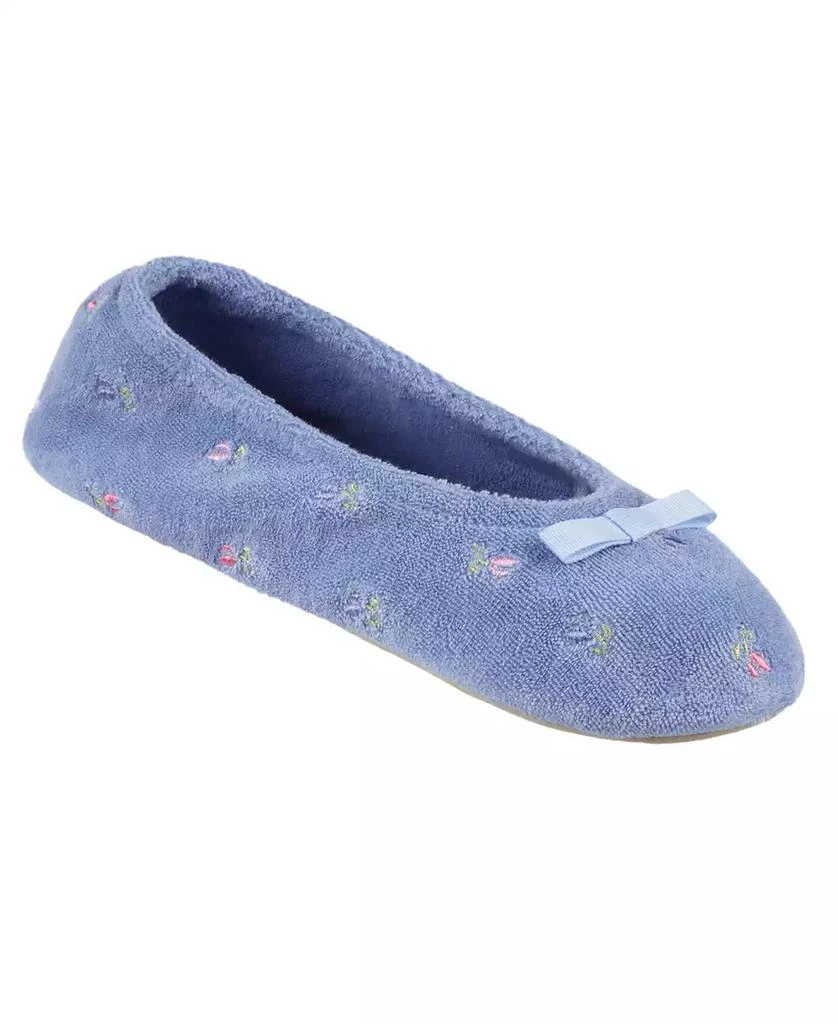 Isotoner Signature Isotoner Embroidered Terry Ballerina Slipper, Online Only 1
