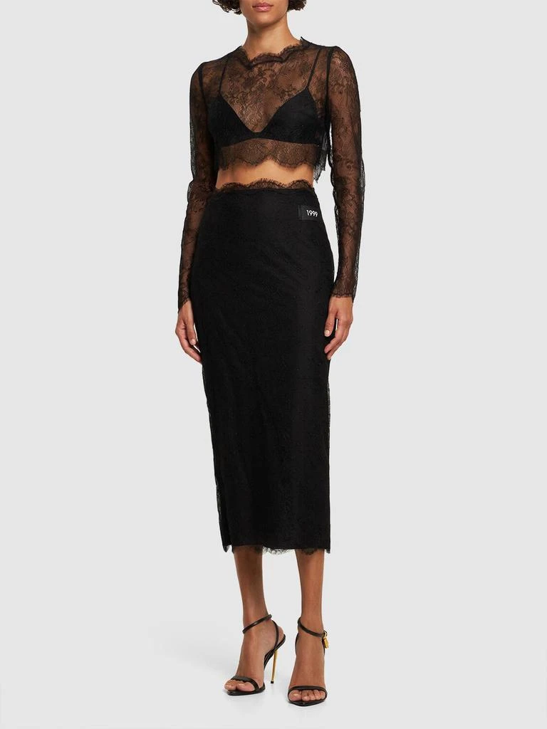 Dolce & Gabbana Chantilly Fil Coupé Lace Midi Skirt 1