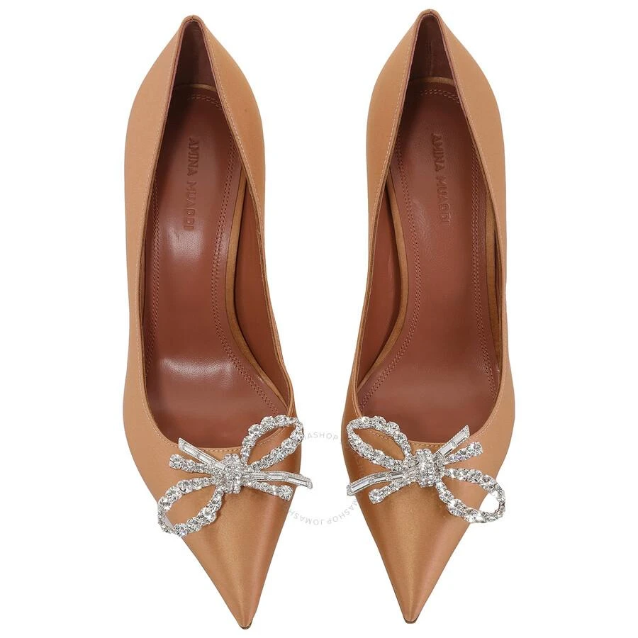 Amina Muaddi Open Box - Amina Muaddi Ladies Satin Latte Rosie Pump Heels 3