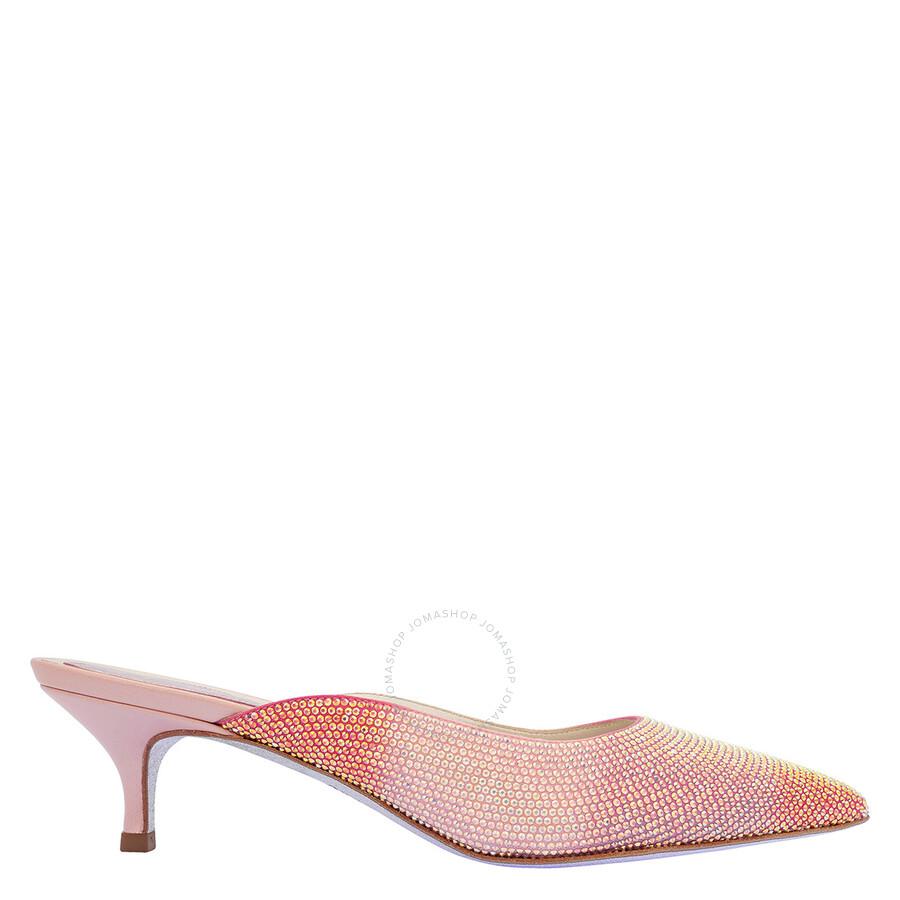 Rene Caovilla Ladies Multicolor/Pink Cleo Pink Degrade Mules