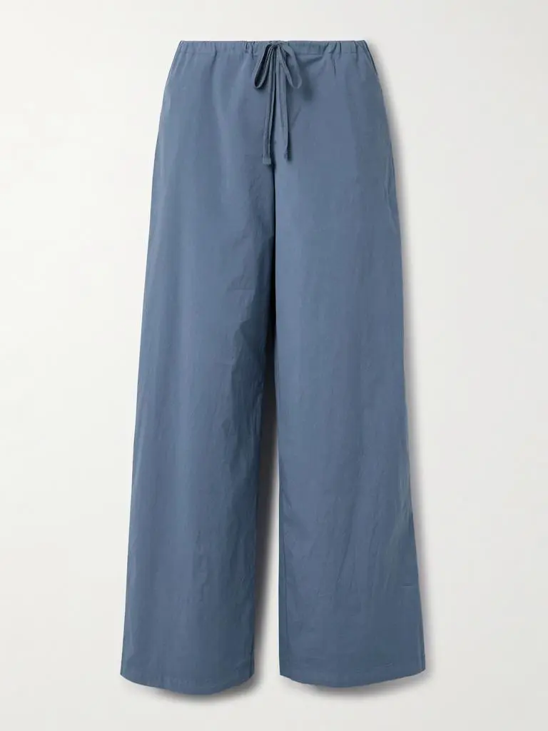 SKIMS Cotton-blend Poplin Wide-leg Pants - Harbor - Midnight blue