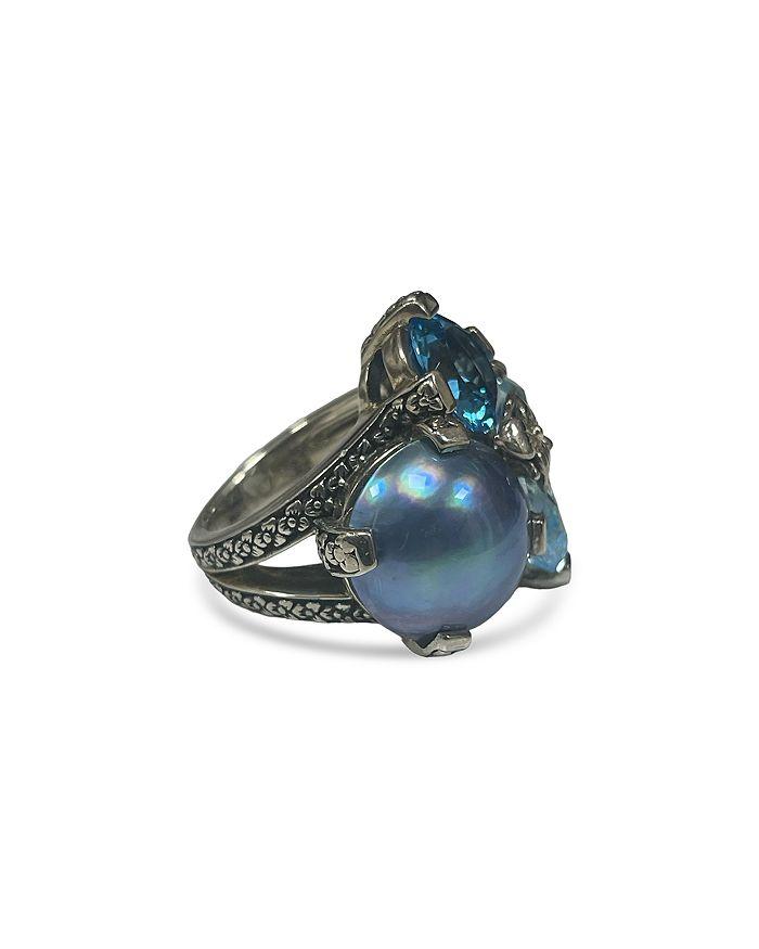 Stephen Dweck Sterling Silver Rockrageous Multi Gemstone Blue-Hued Statement Ring