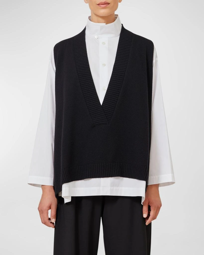 Eskandar Deep V-Neck Cashmere Vest 2