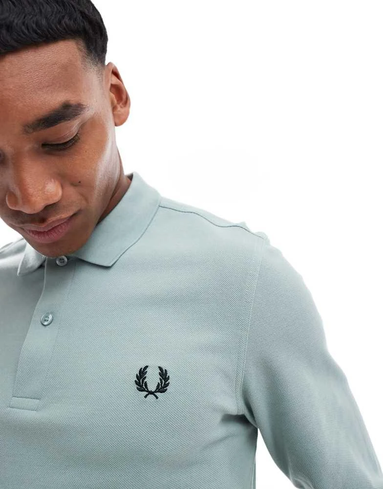 Fred Perry Fred Perry long sleeved polo shirt in light blue 3