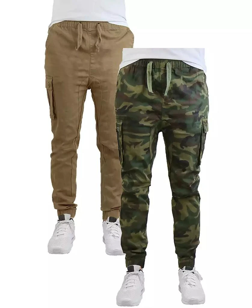 Galaxy By Harvic Men's Cotton Stretch Twill Cargo Joggers, Pack of 2 9