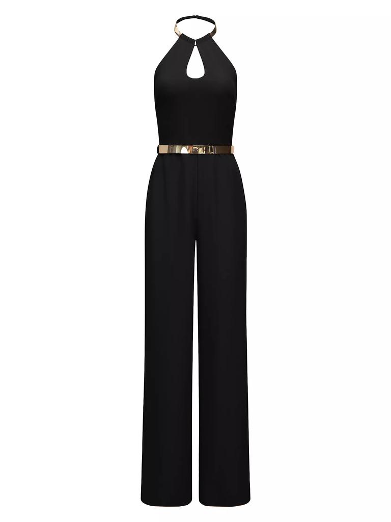 Halston Oki Stretch Crepe Jumpsuit