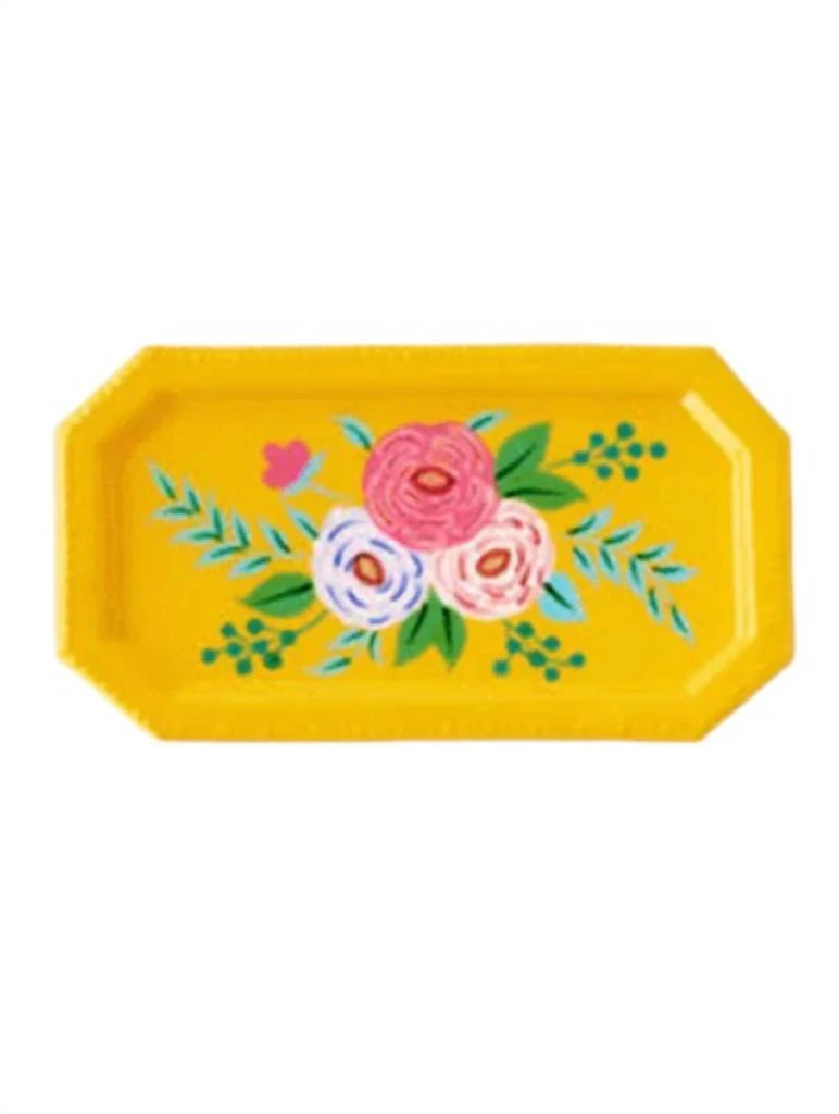 One Hundred 80 Degrees Floral Trinket Tray In Yellow