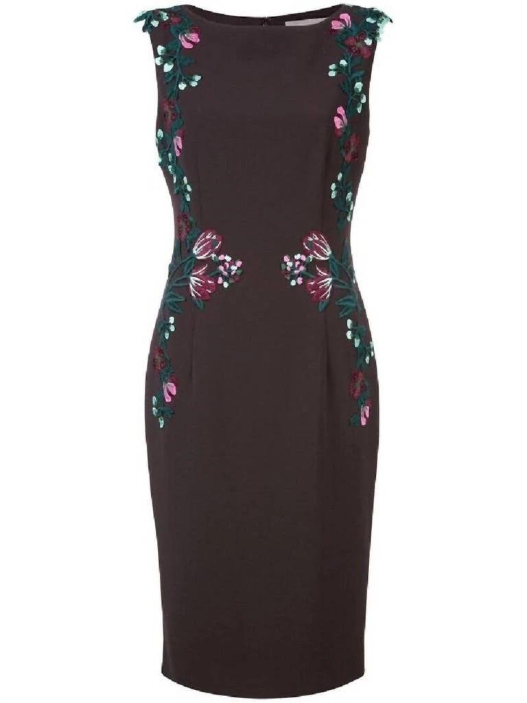 LELA ROSE Lela Rose - Floral Embroidered Sheath Midi Dress 6