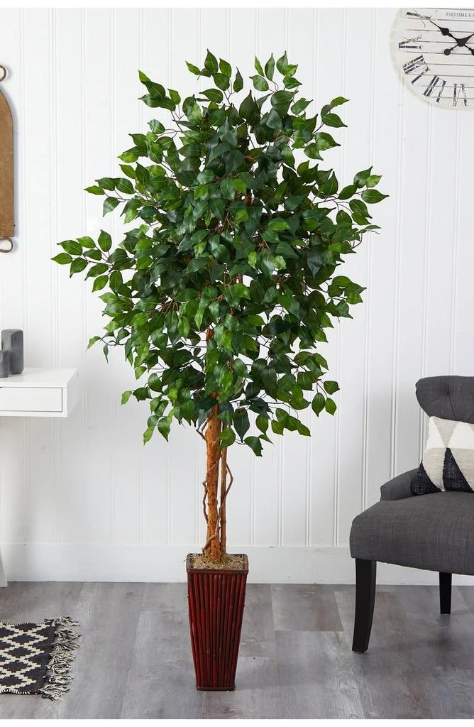 NEARLY NATURAL 6ft. Ficus Tree with Bamboo Planter 3