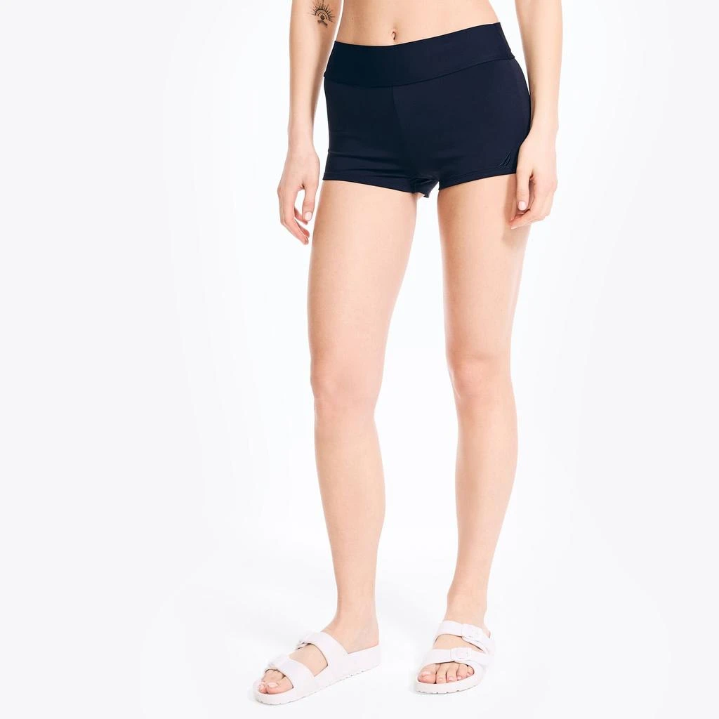 Nautica Womens Solid Boy Short Swim Brief 1
