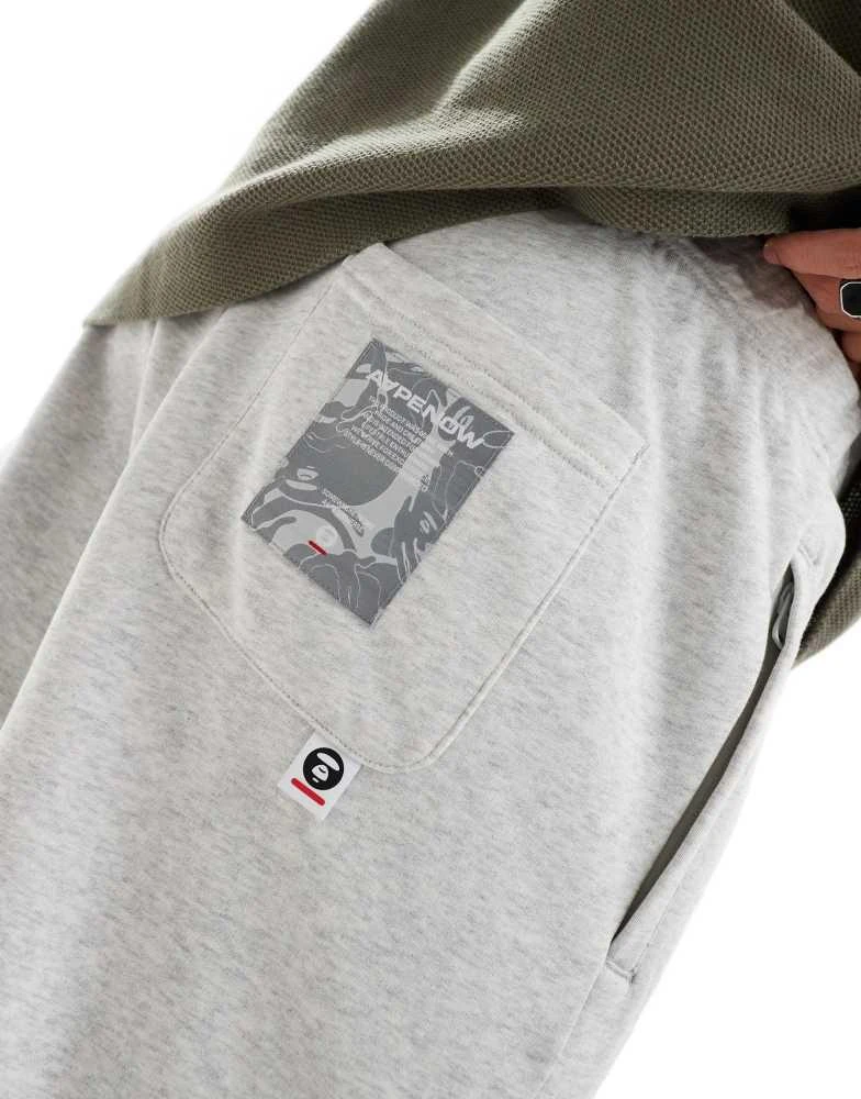 AAPE Aape By A Bathing Ape logo tapered joggers in grey marl 3