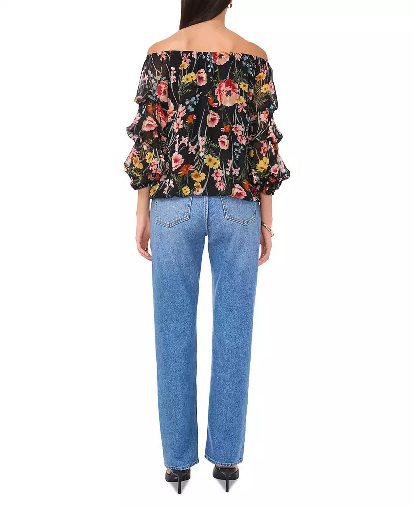 Vince Camuto Women's Floral Off-The-Shoulder Bubble 3/4-Sleeve Tie-Front Blouse 3