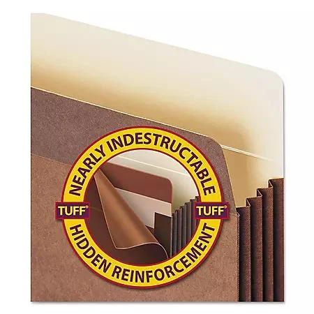 Smead Smead 3 1/2" Accordion Expansion File Pocket with Tyvek, Straight Tab, Letter, Redrope, 10ct. 3