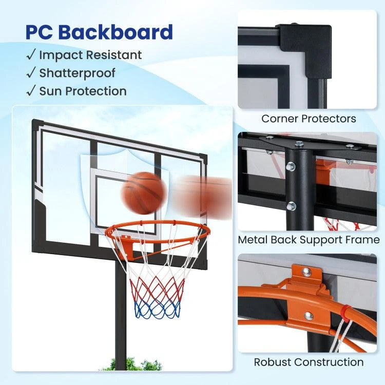 Hivvago 3.3-10 Feet Portable Basketball Hoop Adjustable with Base and Wheels 3