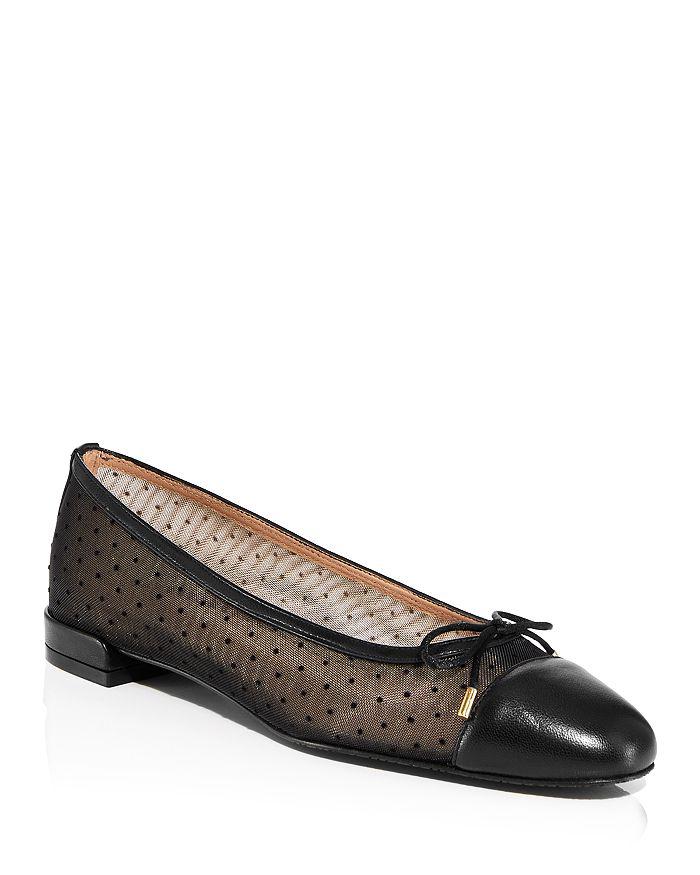 Stuart Weitzman Women's Sleek Bow Slip On Ballet Flats