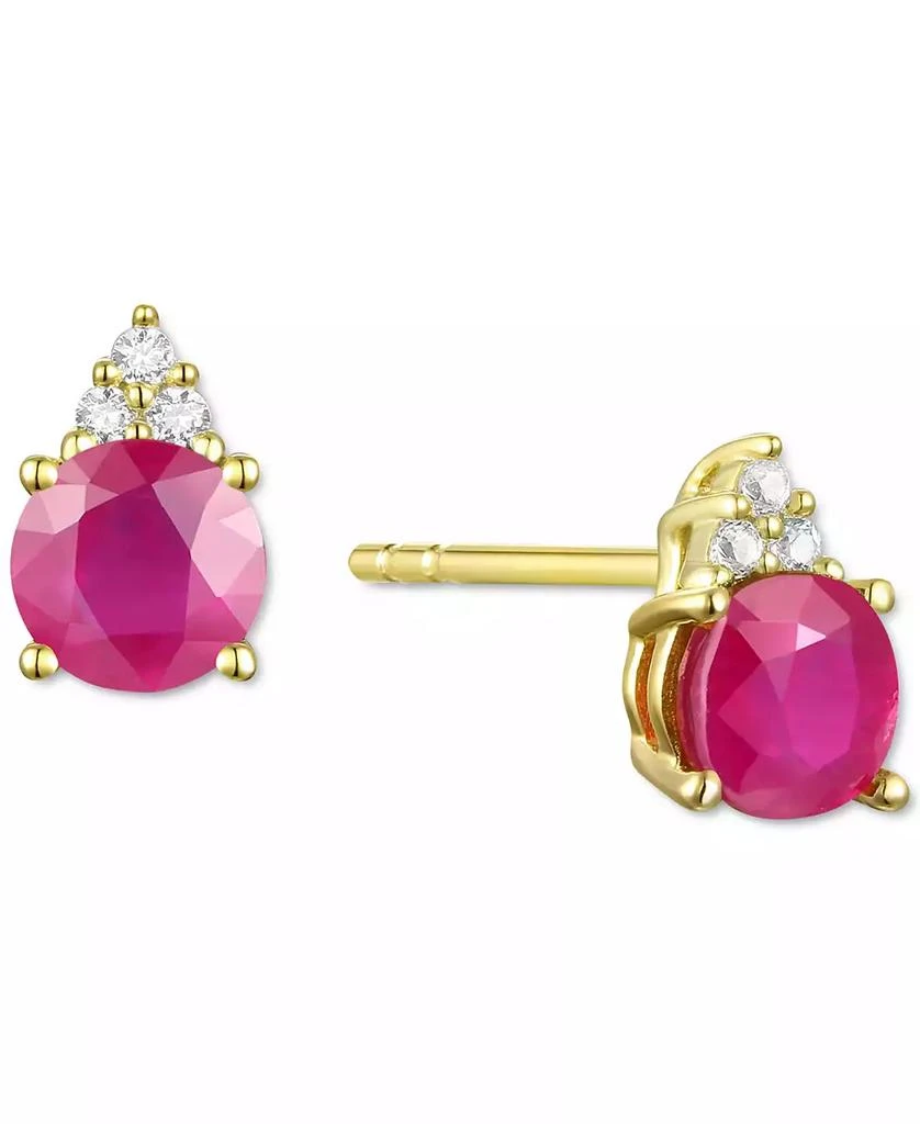 Macy
s Sapphire (7/8 ct. t.w.) 
Diamond Accent Stud Earrings in 14k Yellow Gold (Also in Emerald, Ruby, Morganite 
Tanzanite)