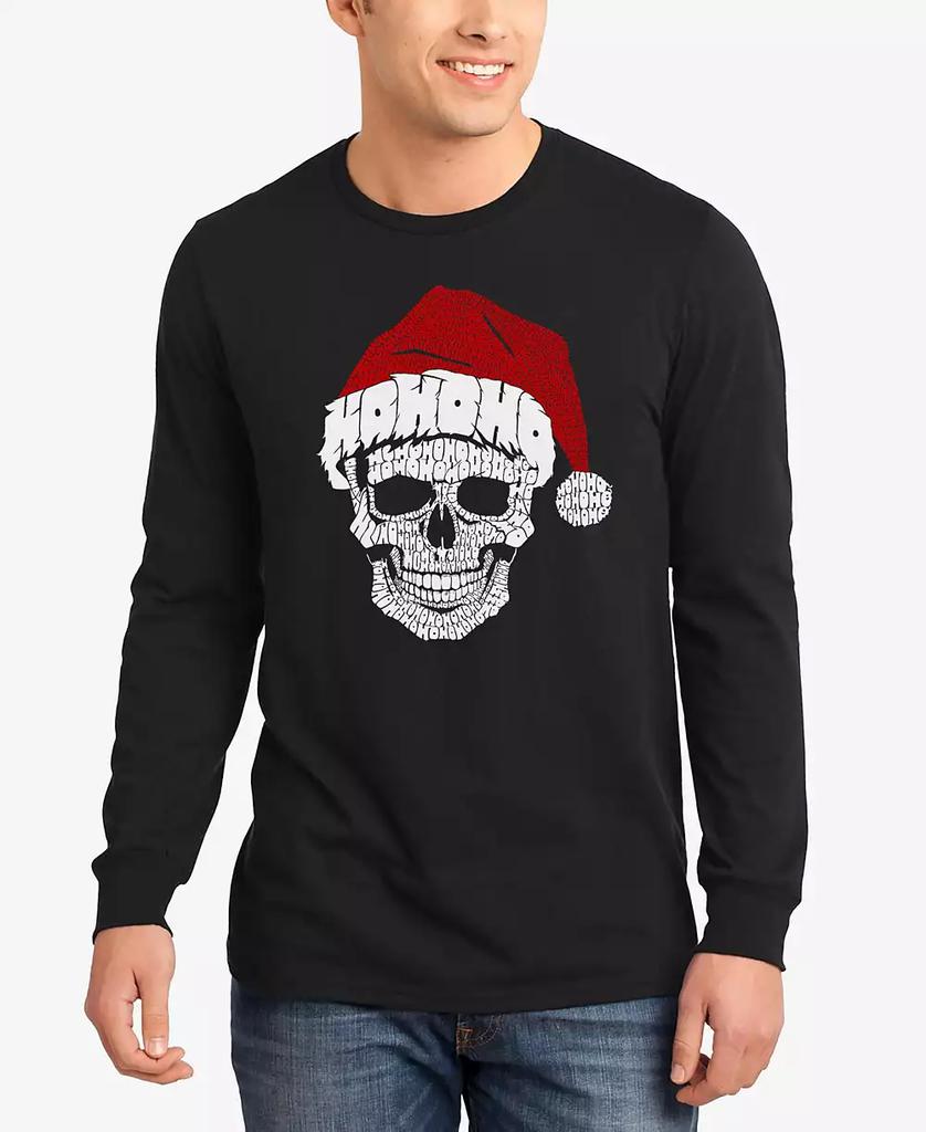 LA Pop Art Men's Santa Skull Word Art Long Sleeve T-Shirt