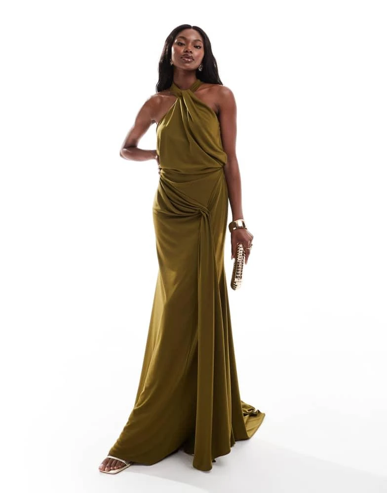 long white halter top dress MONOT main image 1