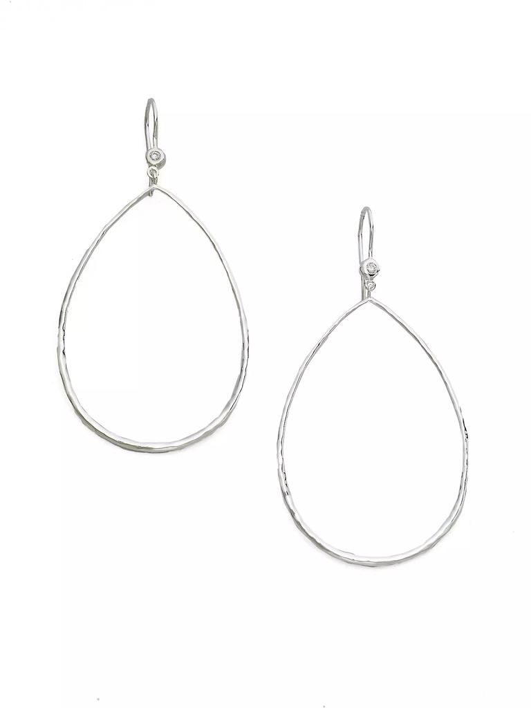 Ippolita Classico Sterling Silver & Diamond Hammered Open Teardrop Earrings