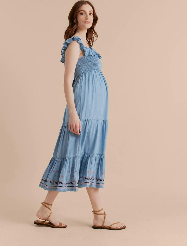 A Pea in the Pod Ruffle Smocked Midi Maternity Dress 2