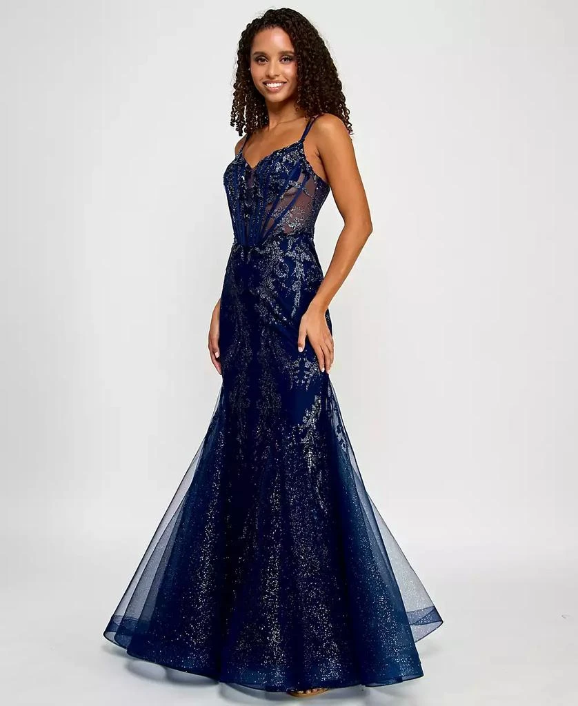 Say Yes Juniors' Glitter Mesh Corset Gown, Created for Macy's 4