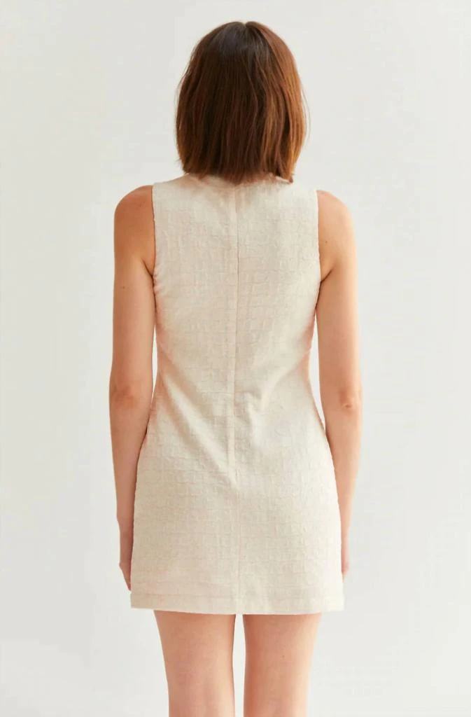 CRESCENT Textured Mini Sheath Dress In Cream 2