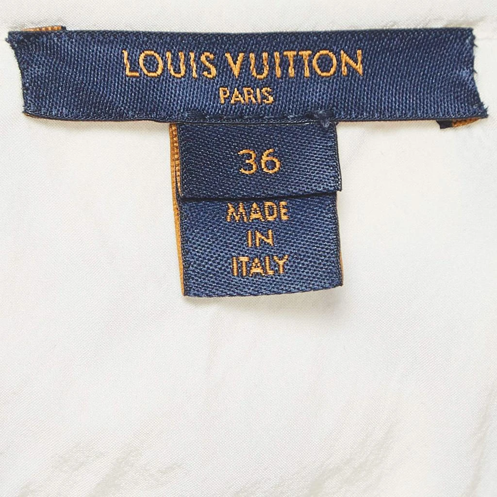 Louis Vuitton Louis Vuitton Off-White Damier Azur Print Silk Sleeveless Mini Dresses S 4