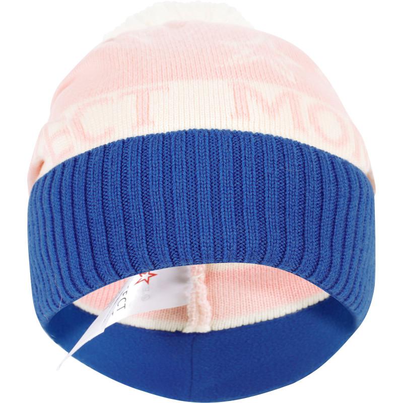 PERFECT MOMENT Logo woolen beanie with pompom in pink and blue