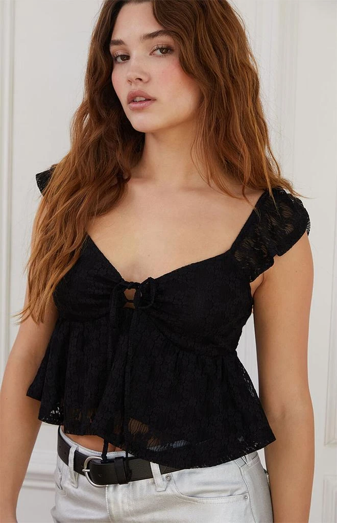 LA Hearts Keyhole Lace Babydoll Top 2