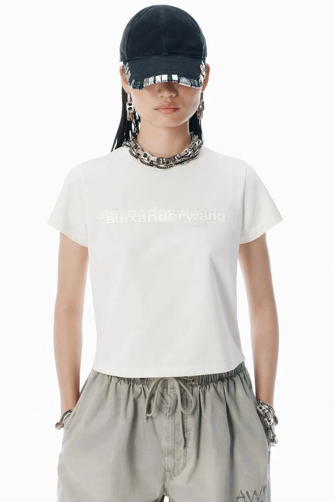 Alexander Wang White Cotton Shrunken Logo Tee 3