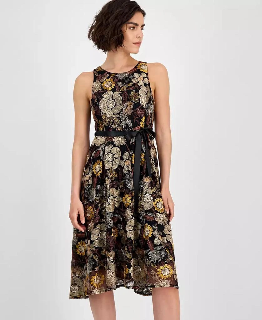 Tahari Petite Embroidered Sleeveless Fit & Flare Dress 3