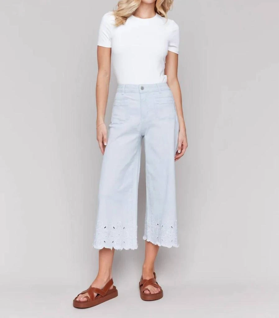 CHARLIE B Charlie B - Scallop Hem Crop Wide Leg Pants