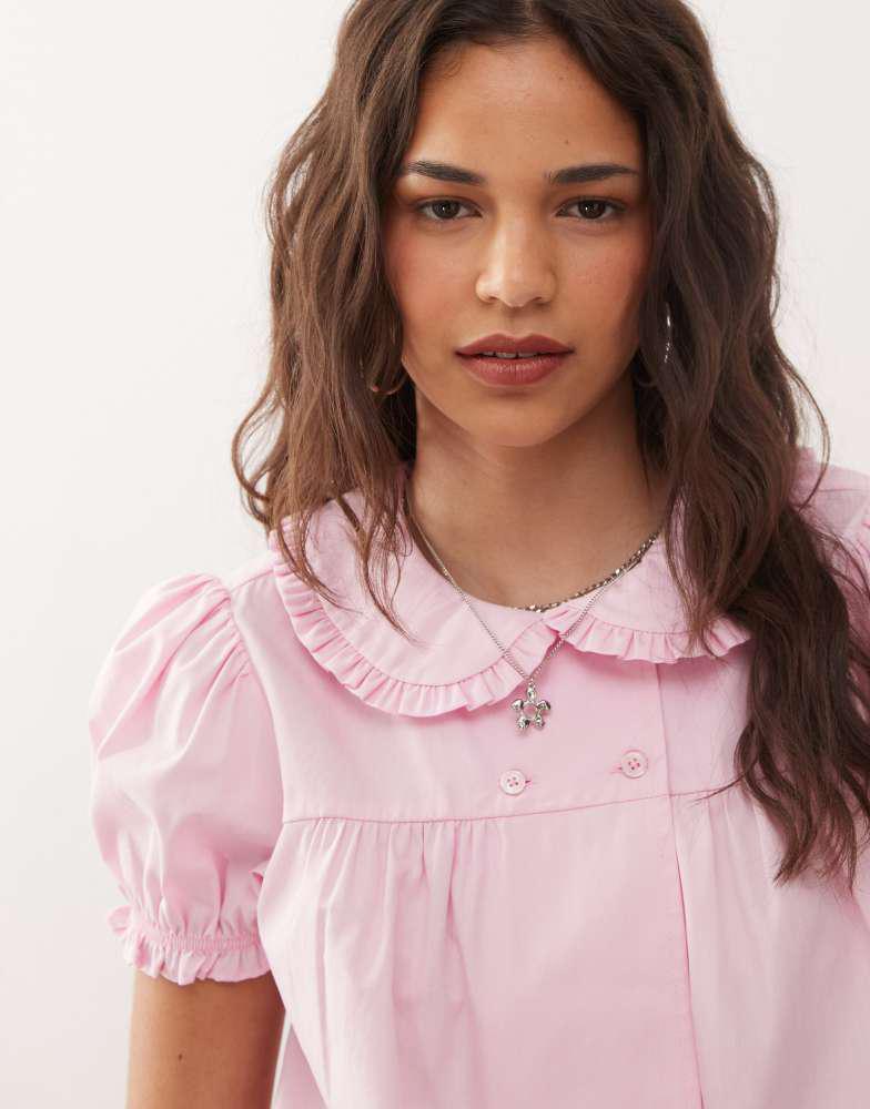 COLLUSION COLLUSION babydoll blouse with in pink